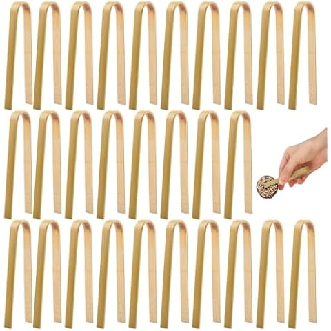 30 PCS Mini Bamboo Tongs for Food Cover
