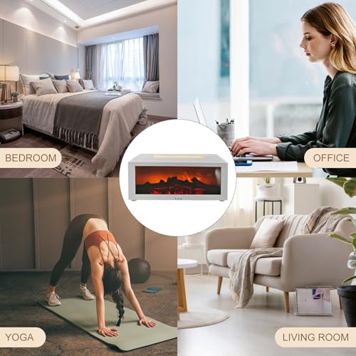 3D Flame Fireplace Humidifier Quiet for Aroma Diffuser with Controller 150ml Essential Oil Diffuser Colorful Light Modes for Home Office(White) by CookiBlend - Image 6