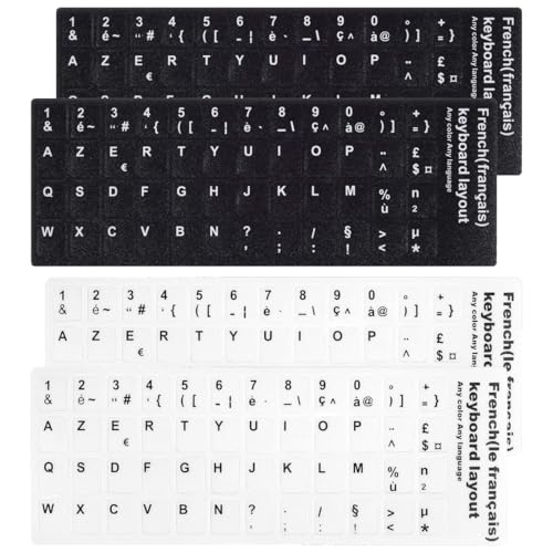 VAEIORP 4 pcs Autocollants pour Clavier français Autocollants de Remplacement des Lettres du Clavier français pour Ordinateurs Portables