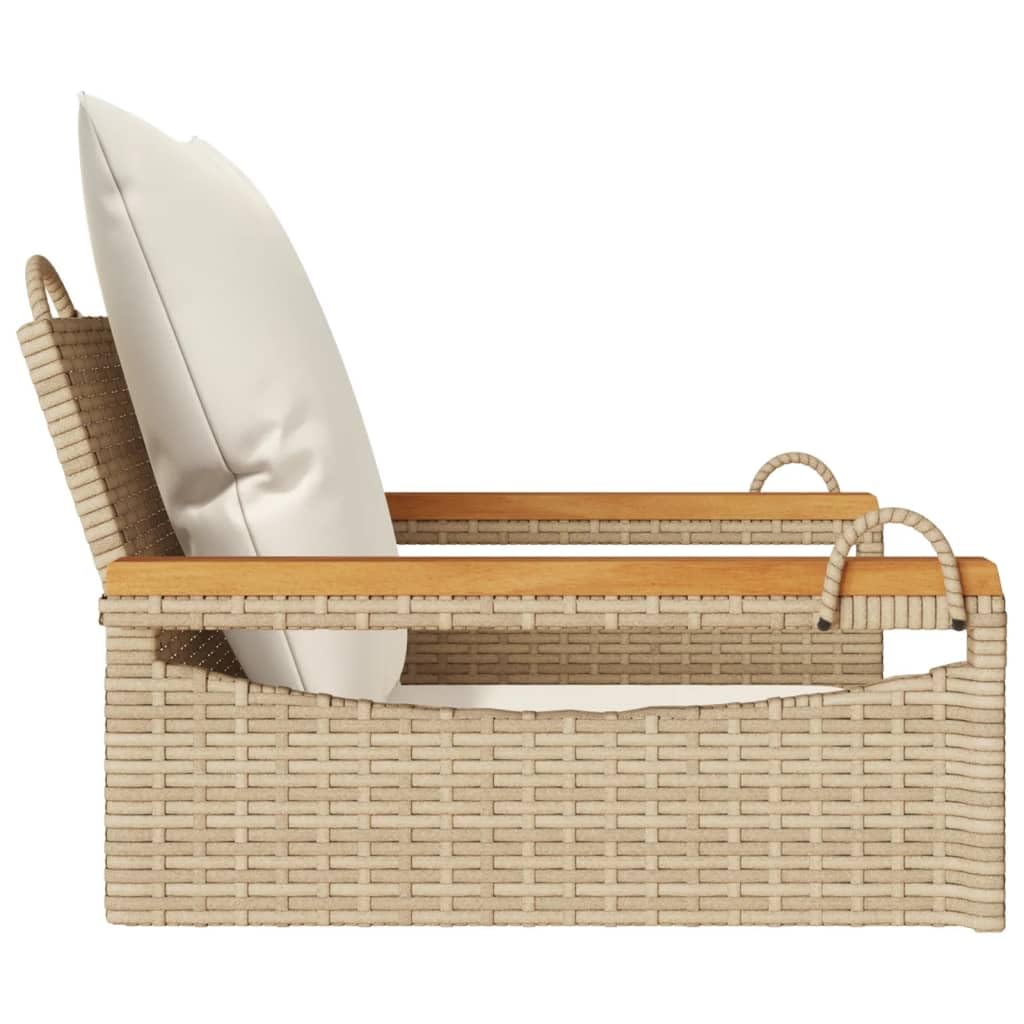 Banco Columpio con Cojines ratán sintético Beige 63x62x40 cm, Columpio Jardin Exterior, Balancin Jardin Exterior, Muebles Jardin Exterior, Balancin Balcon - 368166