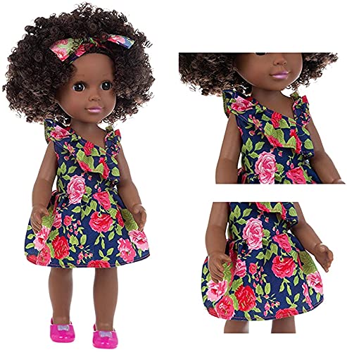 HaoLi 35cm lebensechte Reborn Baby Boy Girl Puppe Afroamerikaner Neugeborenes Weiches Vinyl Puppe,Blattrock 35cm… – Bild 4