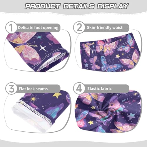 Wusikd Butterflies Girls' Leggings Toddler Doodles Sparkling Stars Kids Yoga Pants Dance Active Tights 4T3