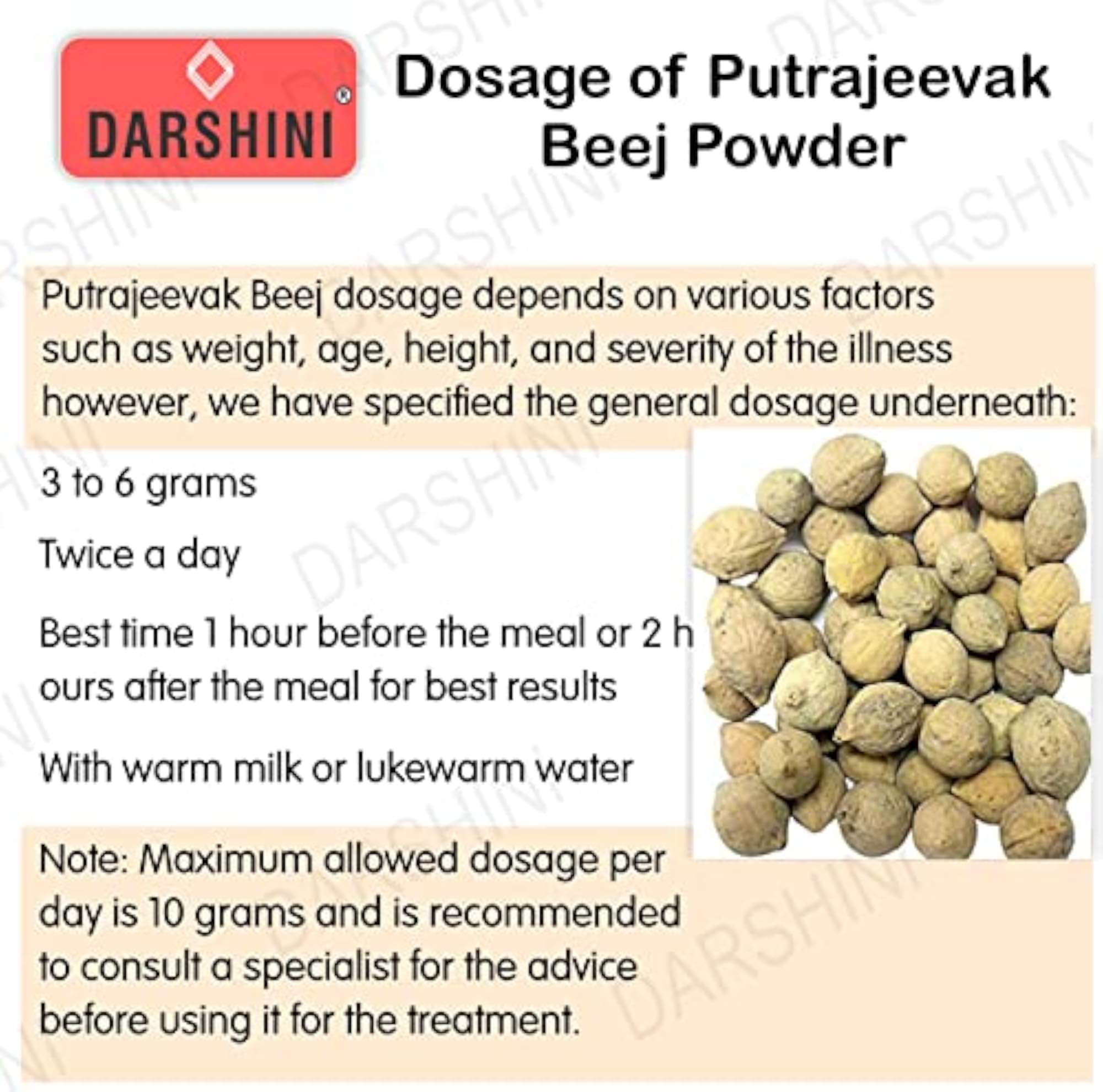 Darshini Putrajeevak Seed Powder 100g, Natural Health Supplement
