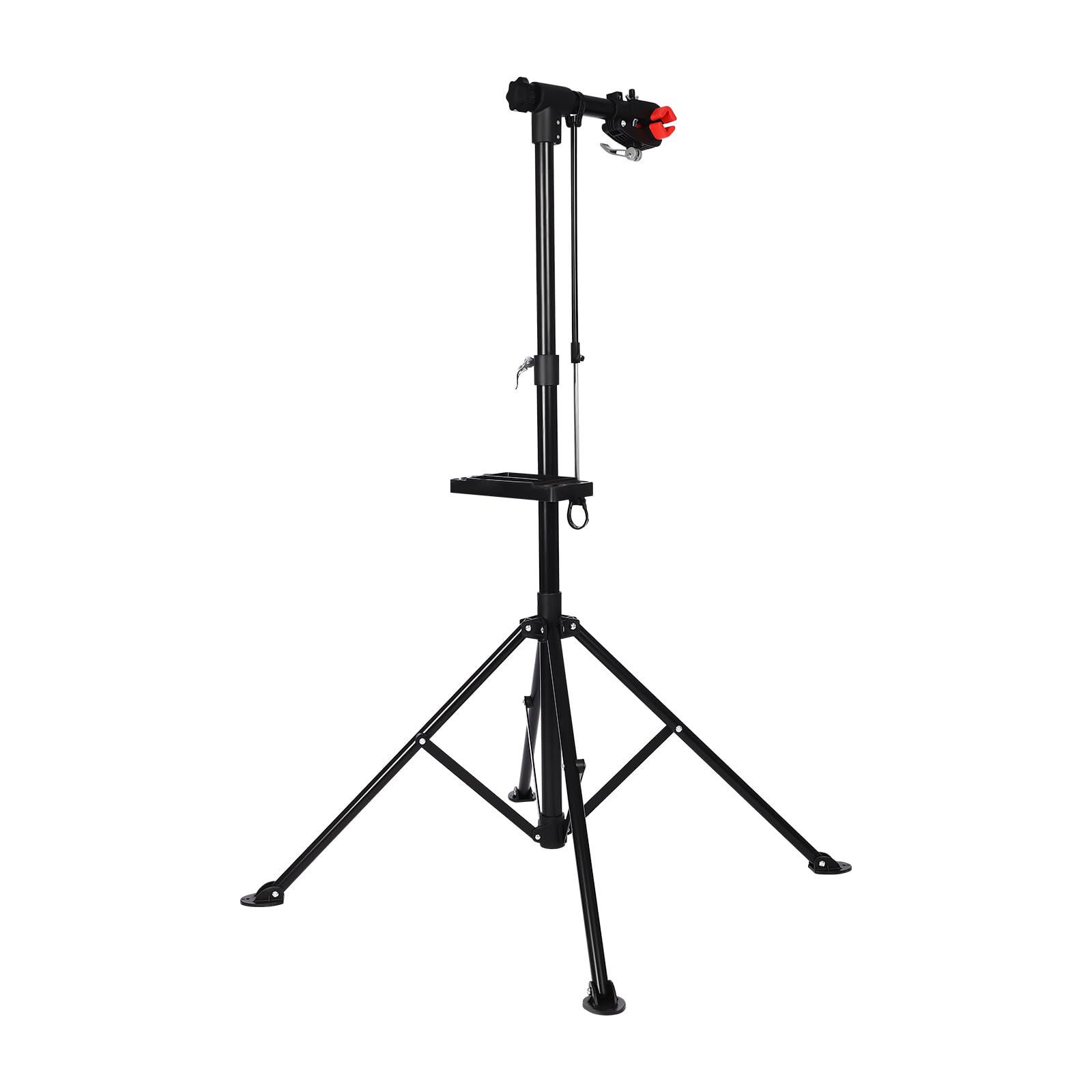 Supporto riparazione bicicletta, piedino da officina bicicletta, supporto riparazione bicicletta, montaggio bici regolabile altezza 107-189 cm rotazione 360°, vassoio attrezzi, carico 30 kg