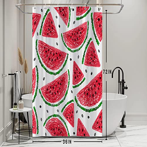 SDOTPMT 90x180cm Wassermelone Duschvorhang Sommer Tropische Früchte Scheiben Bad Vorhang Süße Sommerzeit Karikatur Weiß Badewanne Vorhang für Kinder Badezimmer Dekor mit Haken