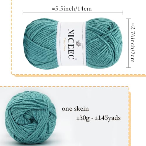 Image of NICEEC 300g Soft Assorted Colors Yarn - Sport Weight,100% Acrylic, 4 Ply, Bonbons Yarn for Crochet & Knit, DIY Project Starter Kit for Kids or Adults(Total 870yds) - Series 16