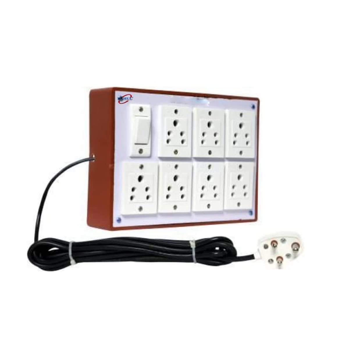 BAHUL Three Pin Multi Plug Point 4 Meter Cord,1 Switch,7 Socket & 6A Extension Board Power Indicator,Multi Outlet Electrical Switch Board-image-0