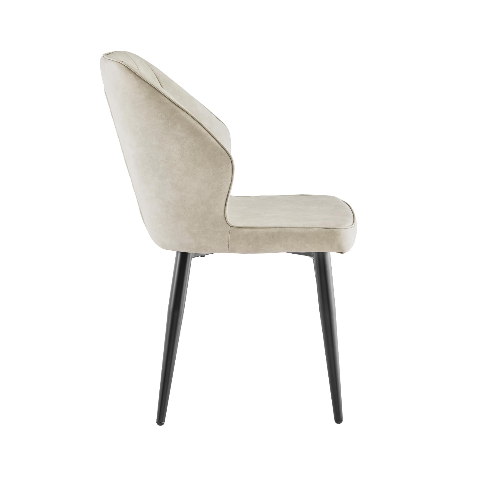 CLIPOP Esszimmerstühle 4er Set Retro Kunstleder Gepolsterter Esszimmerstuhl mit Rückenlehne und stabilen Metallbeinen, Küchenstühle Polsterstuhl für Home Office Möbel (Beige, 4)