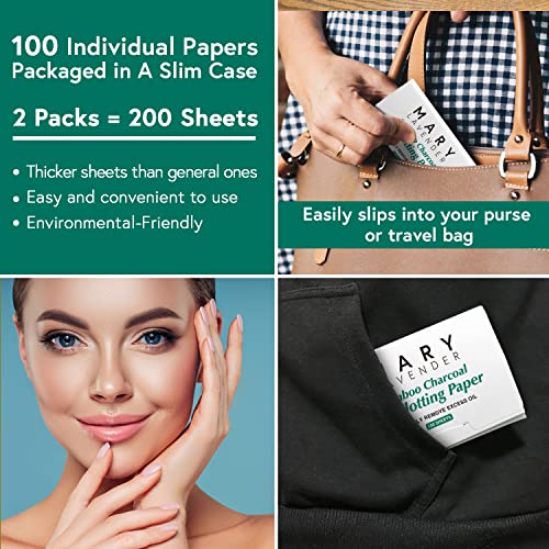MARY LAVENDER Bamboo Charcoal Oil Blotting Paper Sheets for Face,