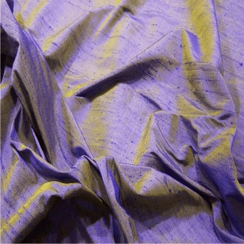 Silk Dupion Fabric, 100% Silk Yarn, 112cm Wide, Luxurious Slub Texture, for Fashion and Soft Furnishings, Multiple Colours (Blue Olive Shot Effect (43), Sample (15 cm x 15cm))