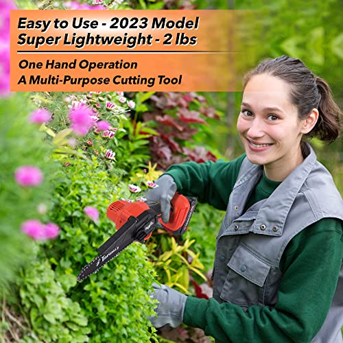 Mini Chainsaw 6 Inch Cordless, 2023 Upgraded Taranzy Mini Chainsaw, Mini Chainsaw Cordless, Handheld Mini Chain Saw For Wood Cutting Tree Trimming, Battery Powered Electric Chainsaw, Super Powerful #TOP1