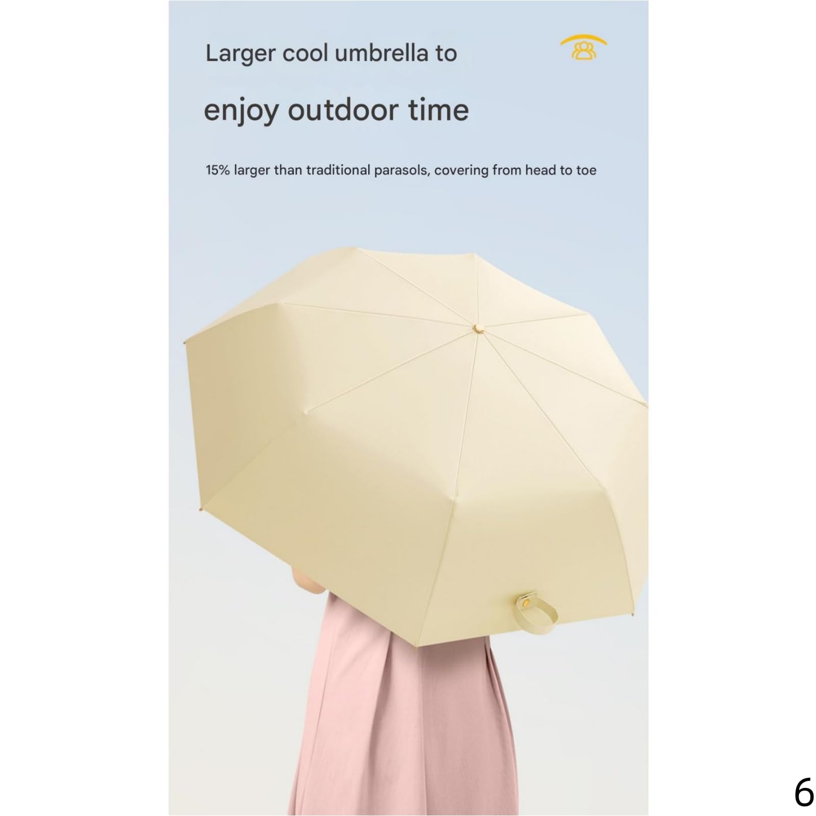 Ombrelle Anti UV Parapluie Umbrella 8 Poignée en Bois Parasol Protection Pliante Mesdames Sunny Trois Fois-Jaune De Jade