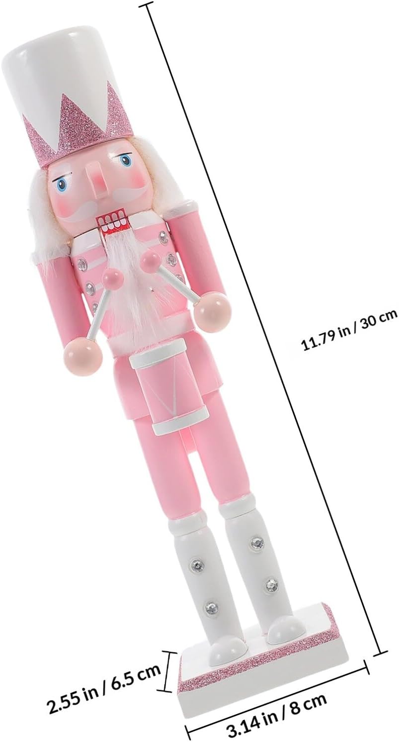 Macaron Glitter Pink Nutcracker Decoration Wood Christmas Nutcracker for Holiday Home Décor