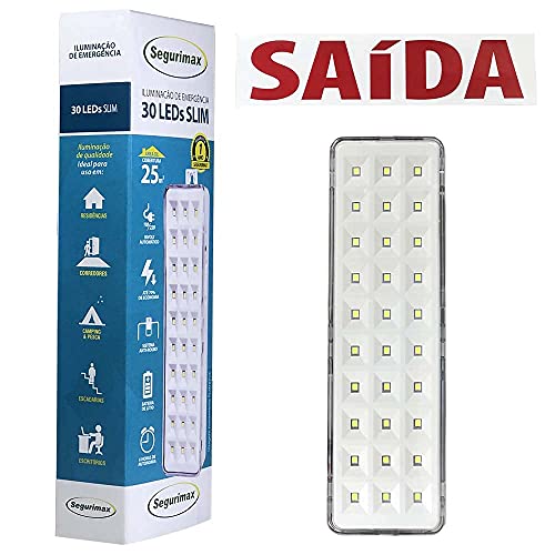 Kit 10 Luzes De Emergência Autônoma 30 Leds - Lítio Slim - Segurimax