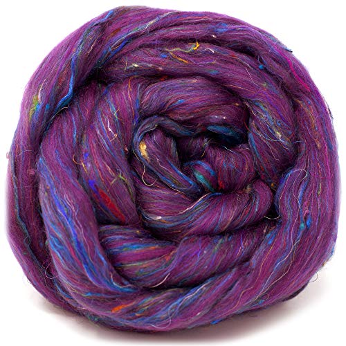 Merino & Sari Silk Fiber Blend For Spinning & Felting. Super Soft Combed Top. Ahimsa #TOP1