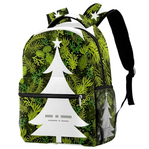 Sac à dos d'école multicolore imprimé arbre de Noël 29.4x20x40cm pour ado