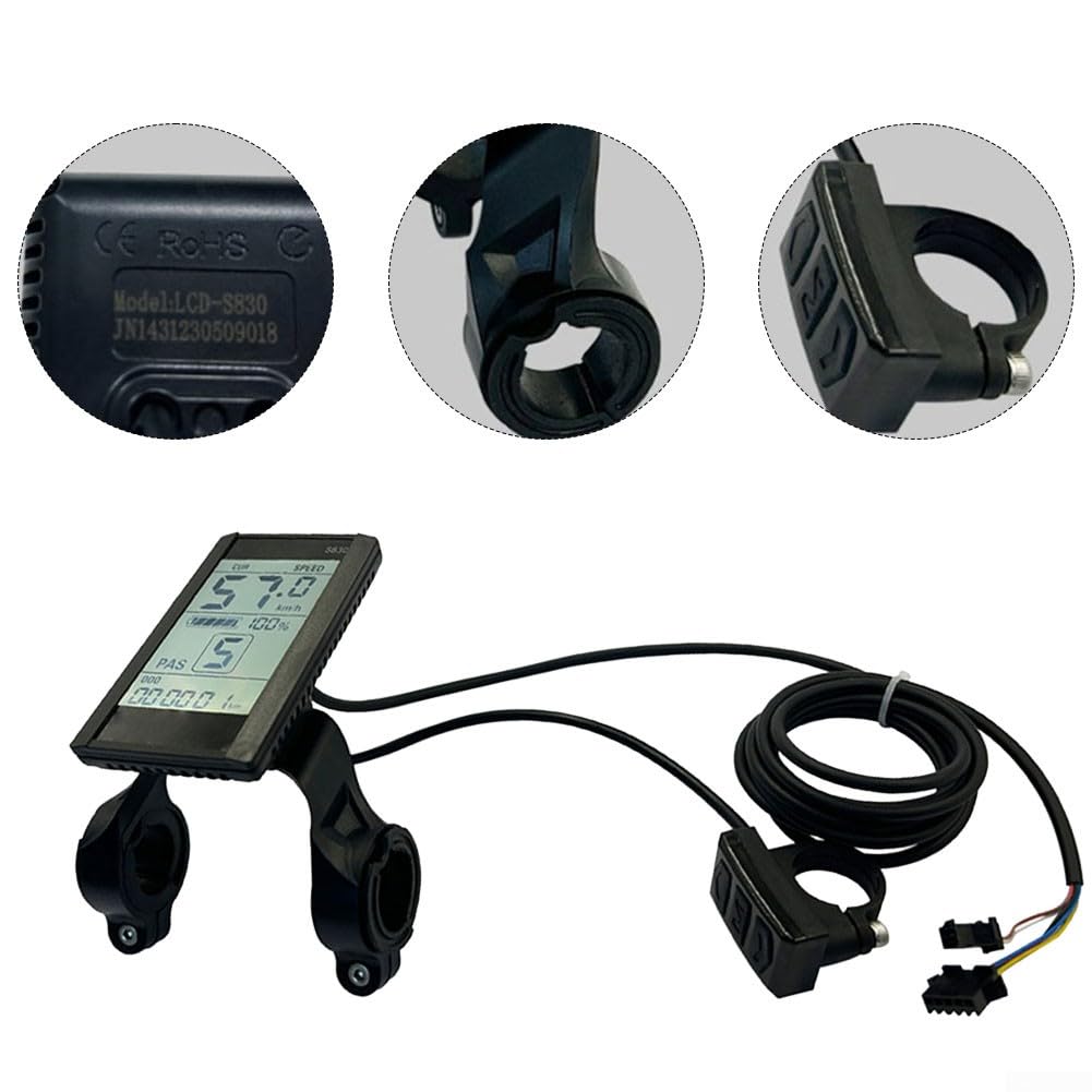 JN LCD-S830 Écran LCD pour vélo électrique, compteur de vitesse de vélo, compteur kilométrique SM E-Bike 5 broches 24 V 36 V 48 V