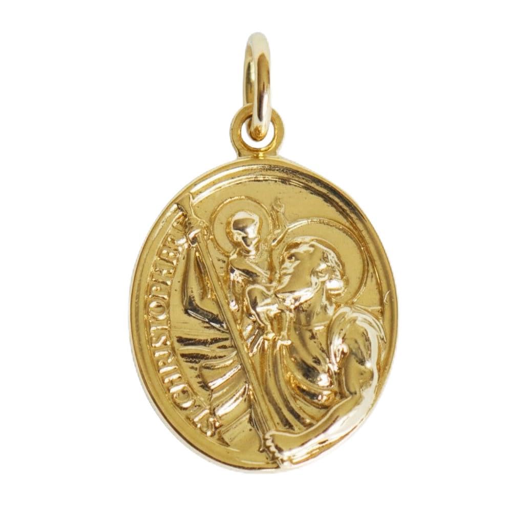 Pendentif Saint Christophe médaille ovale en plaqué or par Les Poulettes