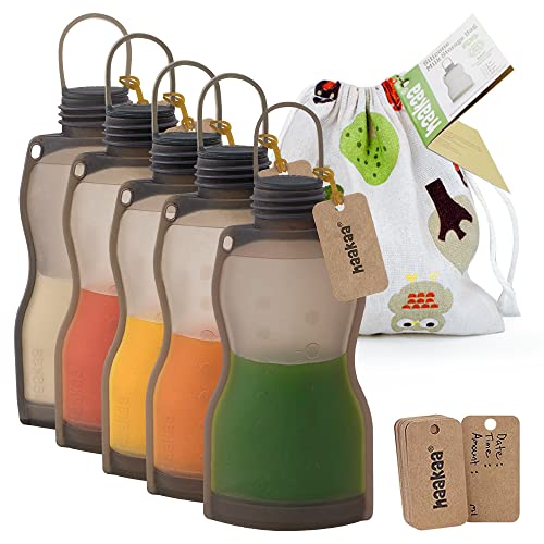 Image of haakaa Breastmilk Storage Bags Silicone Breast Milk Storing Bags Breast Milk Freezer Bag, BPA Free, 9oz/260ml, 5 PK