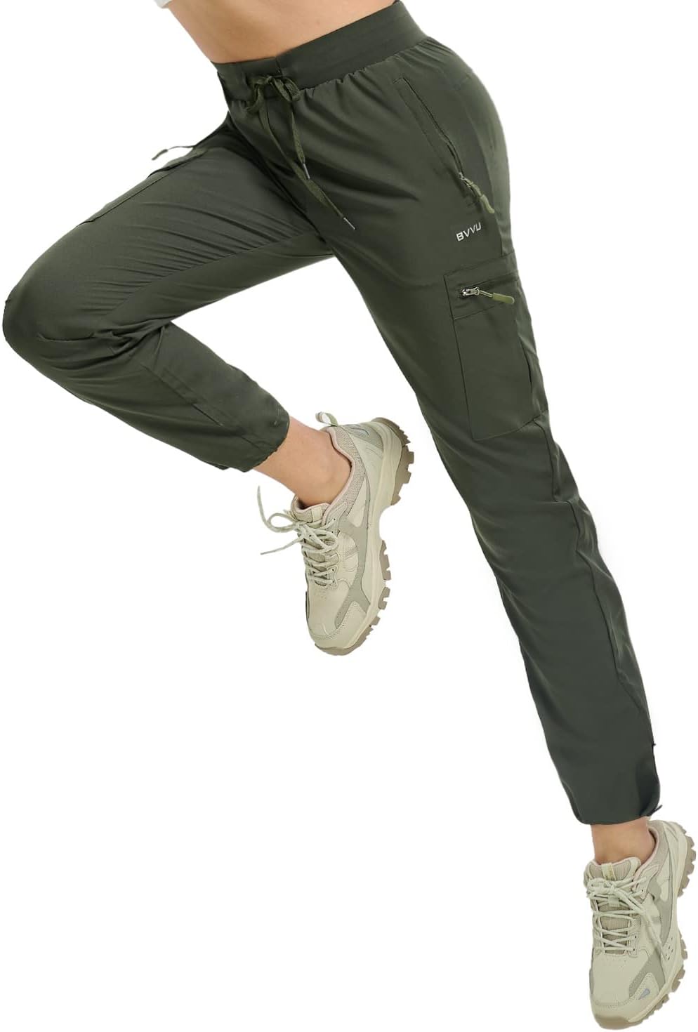 BVVU Women's Hiking Pants Lightweight Quick Dry Travel Outdoor Pants Waterproof Work Cargo Joggers with Zipper Pockets - Image 7
