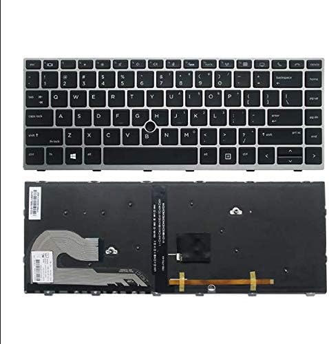 New Repalcement for HP EliteBook 745 840 G5 G6 US Keyboard Backlit with Silver Frame & Mouse Point L11307-001 L14377-001 L11308-001 L14378-001