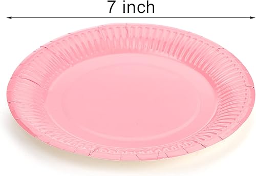Vista 2 de Nicunom 200 platos de papel para fiestas, platos de postre desechables de 7 pulgadas, platos redondos de colores surtidos, a granel para fiestas