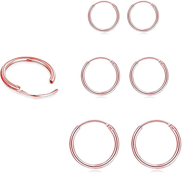 Gulicx 3 Pairs Silver Small Hoop Earrings Set for Women Men Girls, Hypoallergenic 925 Sterling Silver Cartilage Sleeper Hoop Earrings Nose Lip Rings(10mm/12mm/14mm), Color: Silver/gold/Rose Gold