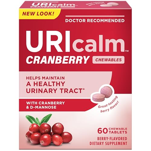 Uricalm Cranberry Daily Dietary Supplement Chewable with D-Mannose Berry 60 Count