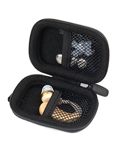 Designed Protective Case For Hearing Aid, Hearing Amplifier, Personal Sound Amplifier, Hearing Device, Listening Device, Strong Mini Case With Mesh Pocket, Universal Design (Ballistic Black) #TOP4