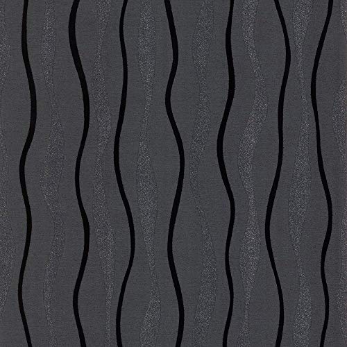 Arthouse Glitz Black Textured High Shine Wallpaper - Blown Vinyl Hard Wearing Adds Texture to Your Walls - Hints of Glitter Catch The Light - Eye-Catching Style Gives Depth to Your Room - 887000