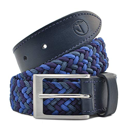 Ceinture élastique tressée homme Seajure finie les tailles serrées bleu