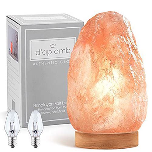 d’aplomb 100% Authentic Natural Himalayan Salt Lamp;Large Hand Carved Natural Chunk Pink Crystal Rock Salt from Himalayan Mountains; Dimmer Cord; 12 lbs