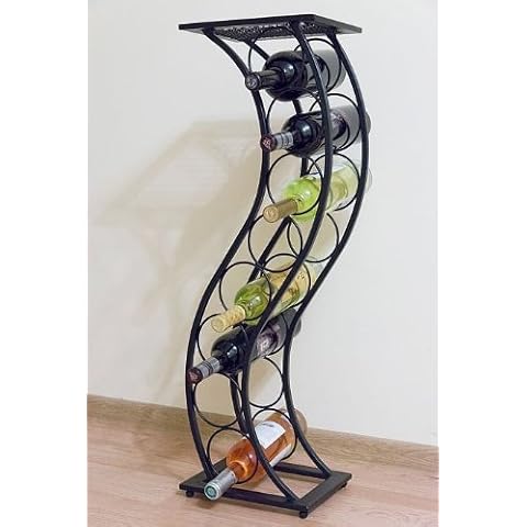 DanDiBo Weinregal aus Metall Schwarz Blumensäule Flaschenständer Elegance 80 cm Flaschenhalter Blumenständer Cover