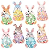 32 Stück Ostern Geschenke für Schokolade Verpackung, Süße Osterhasen Papierhüllen mit Ostergruß für Schokoriegel, Kleine Ostergeschenke für Kinder Teenager Erwachsene