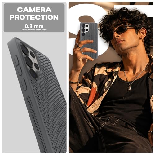 Image of Pikkme Back Cover for Samsung Galaxy S25 Ultra 5G | Honeycomb Cooling Design | Silicone Heat Dissipation | Mag-Safe Compatible | Shockproof Camera Protection Bumper Case (Grey)