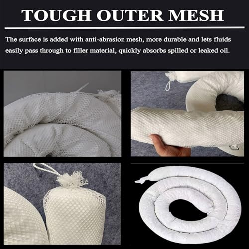 Image of Oil Absorbent Socks Oil-Only Absorbent Boom Soak up Oil Diesel Fuel Hydrocarbon Based Fluids, 6 Gallon (27L) Absorbency Per Sock, 5 inch Diameter 9.8' Length (12.7cm*3m)(Size:Pack of 5)
