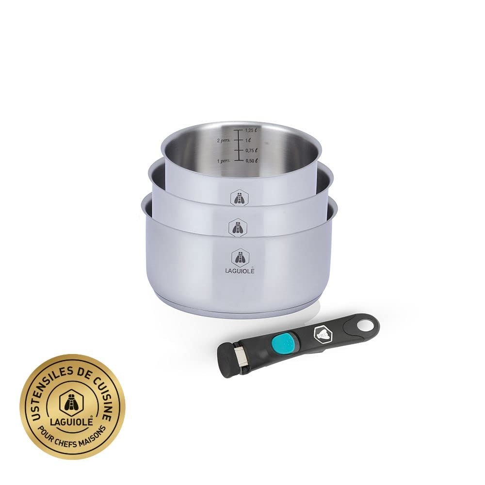 Set Pentole A Induzione 3 Pezzi Karl Hausmann - Acciaio Inox 16+18+20 Cm, Manico Rimovibile - Foto 2