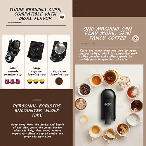 Image of FATHOM 3-in-1 Espresso Machine for Ground Coffee | Pods & Capsules |19 Bar Pressure | Fast Heat | One Touch Control | 1450W