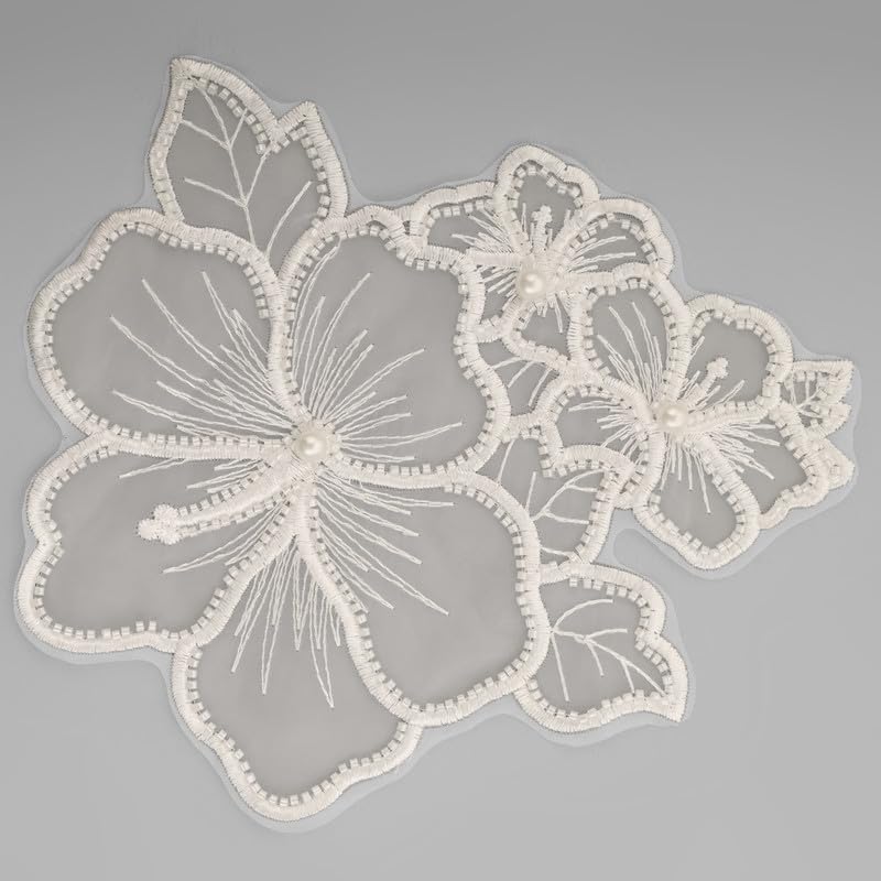 MS ZARIWALA Machine Embroidered Applique Poppy Flower Patch | Embroidery Patches | Sew-On Patch for Saree, Blouse, Dupatta, Crafts and DIY Projects (Dyeable Any Colors) (White, Pack of 3)-image-49