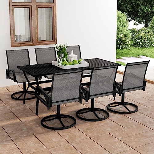 KCCKOM Garden Furniture Set 7 Piece Patio Dining Set Textilene and Steel