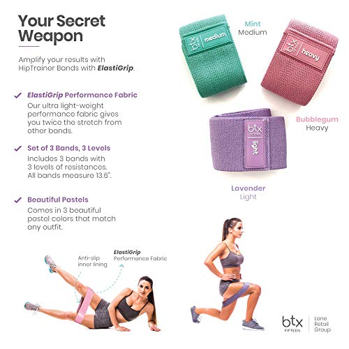 Booty Bands, Non Slip Resistance Bands for Legs and Butt, Workout Bands Exercise Bands Glute Bands for Women, 3 Pack - Workout & Superfood Guides Included