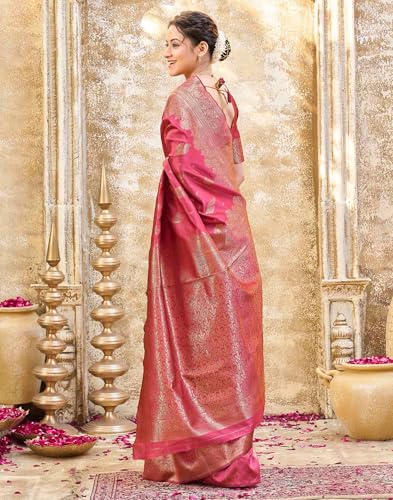 Image of SIRIL Women's Silk Jacquard Banarasi Saree With Unstitched Blouse Piece