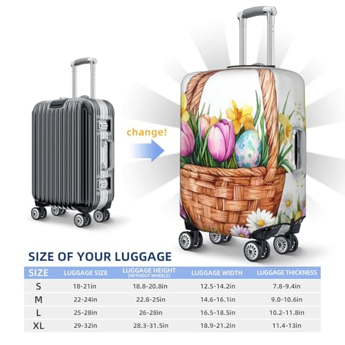 Travel Luggage Covers,Ulips And Daisies Easter Basket Thicker Elastic Suitcase Cover Dustproof Baggage Cover Scratch-Resistant Suitcase Cover Protector Fit 22-24 Inch Luggage Medium4