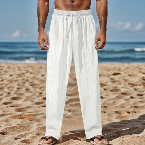 Men's Summer Casual Loose Fit Comfortable Lightweight Breathable Long Pants for Daily Wear with T-Shirts3