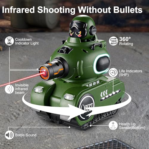 2 Pack Remote Control Battle Tanks RC Battle Tanks with Infrared System Hobby RC Cars RC Tank that Shoots with HP Station Military Army Toys Christmas Birthday Gifts for 6-12 Year Old Boys Girls