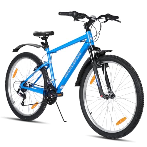 Hiland 26 Bicicleta de Montaña, 18 Velocidades Unisex/Adulto, Cuadro de Acero al Carbono Súper Resistente, para Ciudad y Ocio, Frenos en V，Azul