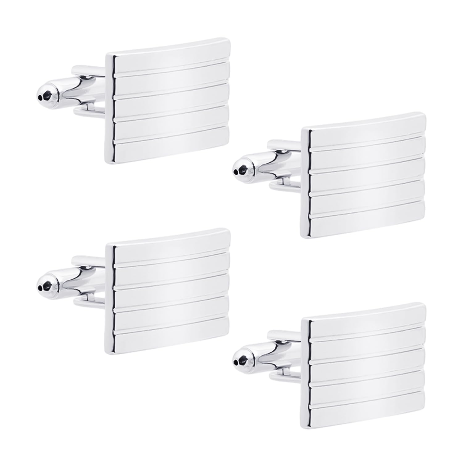 NyxSeat 2 pares de gemelos de plata para hombre, diseño de rayas, de aleación, para hombre, 2 * 1,4 cm, Metal, Sin piedras preciosas