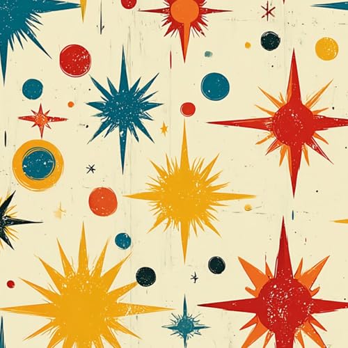 FUIENCFKE 17.7'x118.1' Peel and Stick Wallpaper Atomic Wallpaper Retro Mid Century...