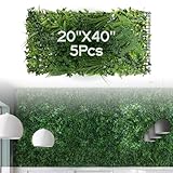 NatraHedge 20''X40'' Artificial Rainforest Living Wall Grass Wall Decor, 5Pcs (28SqFt) Hedge Leaf Grass Panels for Indoor, Outdoor, Garden and Balcony Privacy Fence Screen