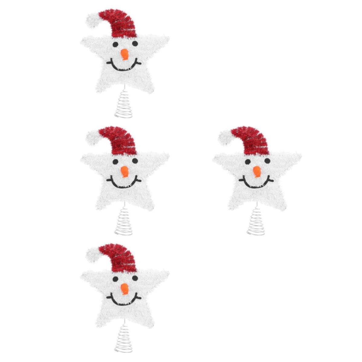 Beaupretty 4 Pièces Décoration de Sapin Bonhomme de Neige Étoile, Blanc,